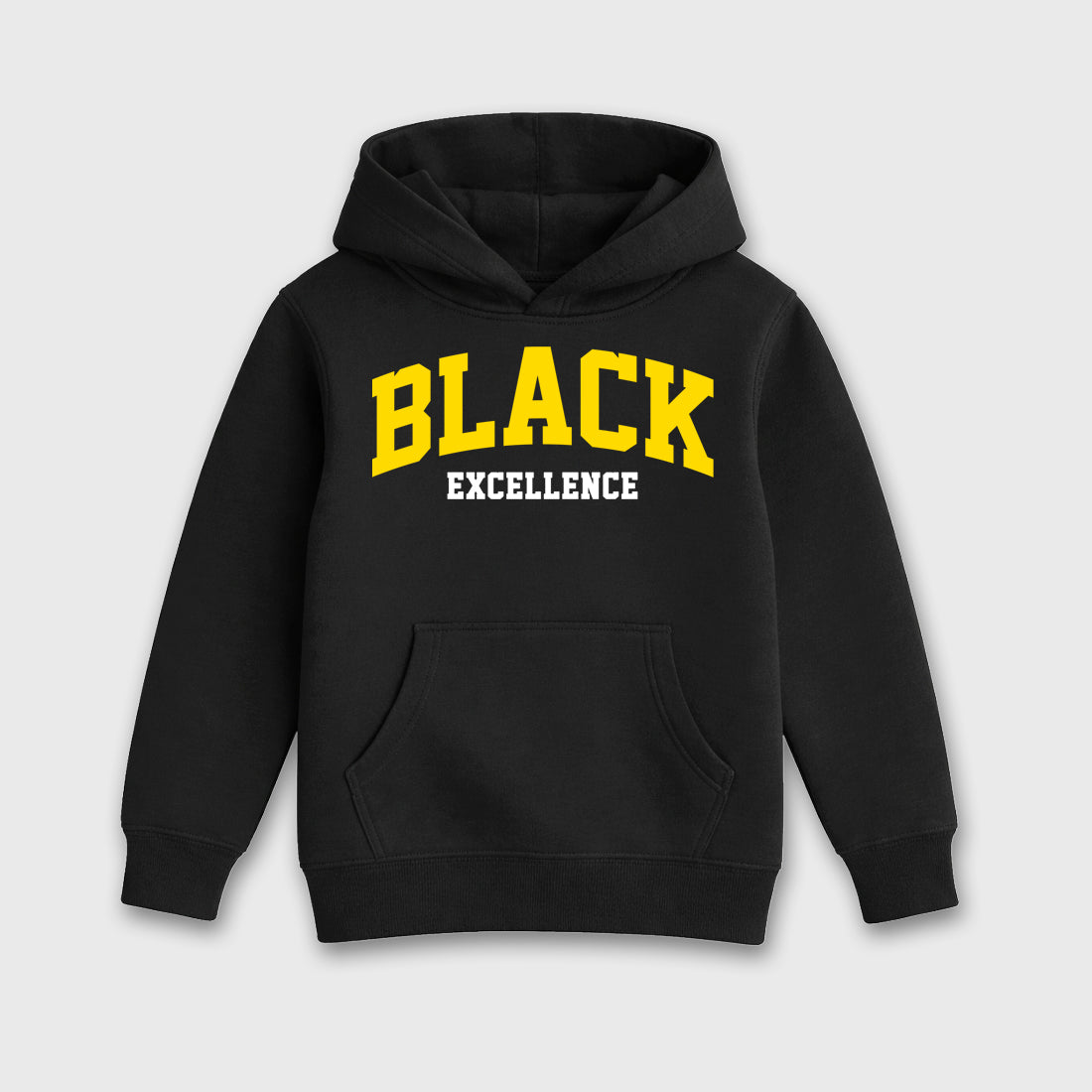 Varsity Black Excellence Baby & Kids Graphic Hoodie featuring original artwork designed to match the Air Jordan 4 Tour Yellow. Black 2 Kids Graphic Sweater.
