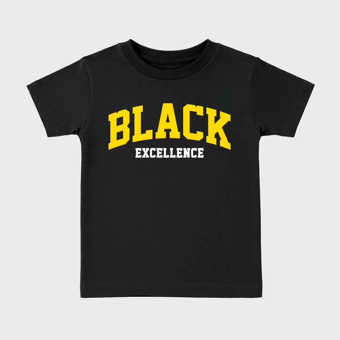 Varsity Black Excellence Baby & Kids Graphic T-Shirt featuring original artwork designed to match the Air Jordan 4 Tour Yellow. Black 2 Kids Graphic Tee.