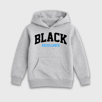 Varsity Black Excellence affordable baby and kids t-shirt designed to match the Air Jordan 5 Black University Blue, featuring coordinated Heather Grey 2 options for the perfect little sneakerhead streetwear look.