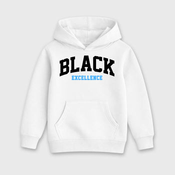 Varsity Black Excellence affordable baby and kids t-shirt designed to match the Air Jordan 5 Black University Blue, featuring coordinated White 2 options for the perfect little sneakerhead streetwear look.
