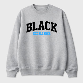 Varsity Black Excellence Graphic T-Shirt sneaker match tee designed for the Air Jordan 5 Black University Blue, featuring coordinated color options for a perfect streetwear match. Heather Grey 2 shirt.