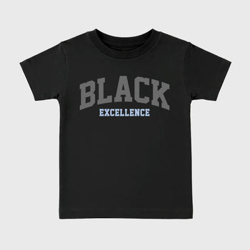 Sneaker match tees – Sneaker Tees To Match Air Jordan 5 Wolf Grey Shoes – Varsity Black Excellence Kids T-Shirt Black 2