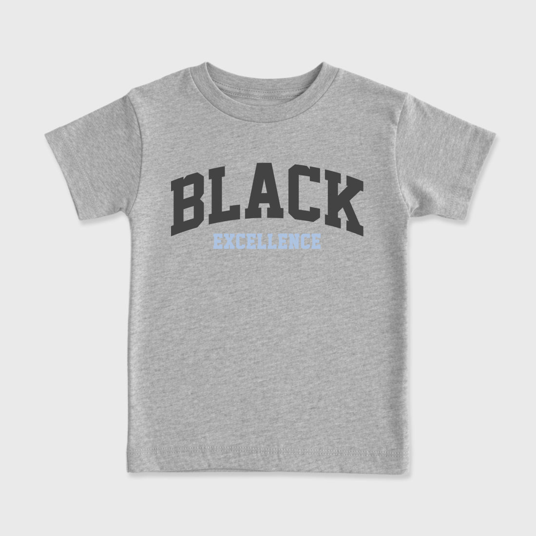 Sneaker match tees – Sneaker Tees To Match Air Jordan 5 Wolf Grey Shoes – Varsity Black Excellence Kids T-Shirt Heather Grey 2