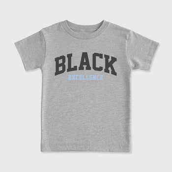 Sneaker match tees – Sneaker Tees To Match Air Jordan 5 Wolf Grey Shoes – Varsity Black Excellence Kids T-Shirt Heather Grey 2