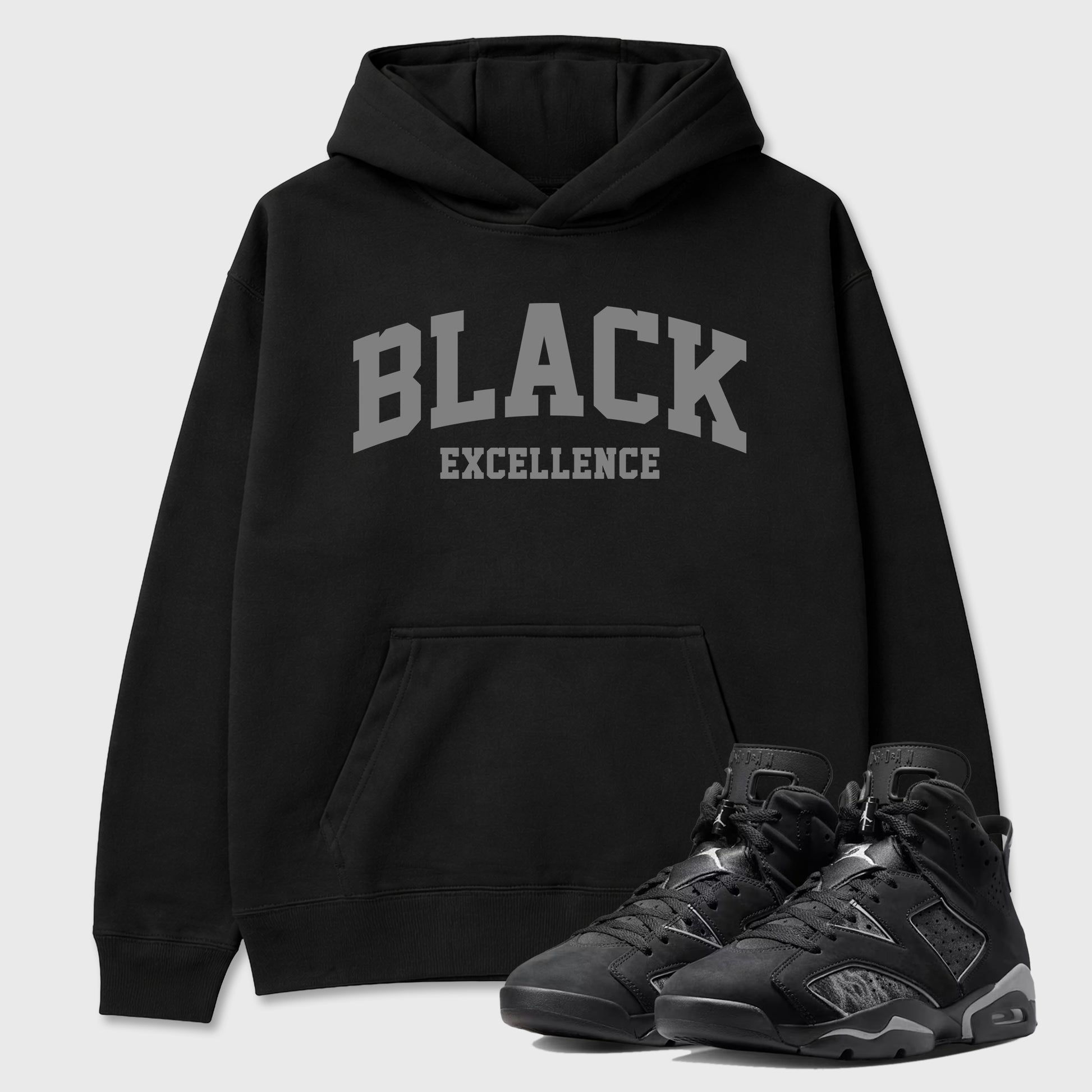 Sneaker match tees – Sneaker Tees To Match Air Jordan 6 Cap and Gown Shoes – Varsity Black Excellence Tee Black 1