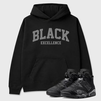 Sneaker match tees – Sneaker Tees To Match Air Jordan 6 Cap and Gown Shoes – Varsity Black Excellence Tee Black 1