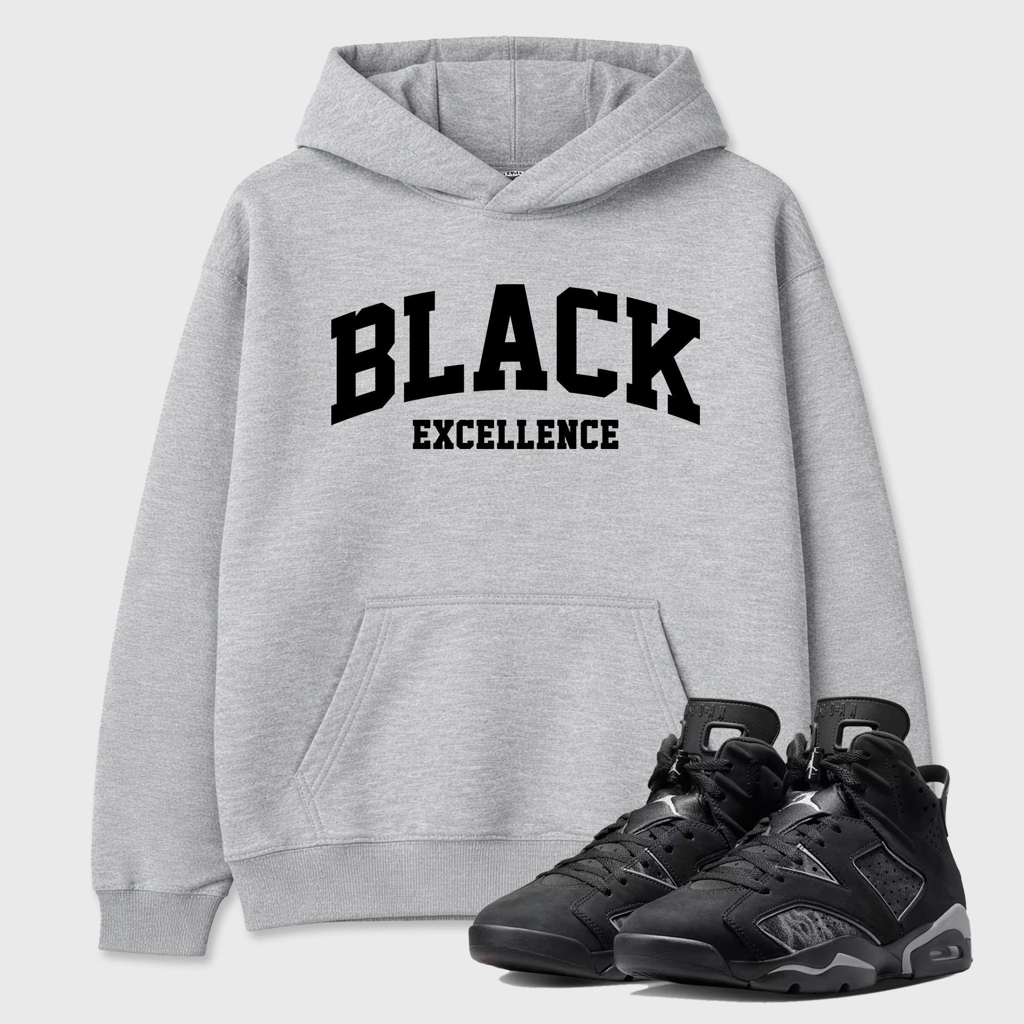 Sneaker match tees – Sneaker Tees To Match Air Jordan 6 Cap and Gown Shoes – Varsity Black Excellence Tee Heather Grey 1