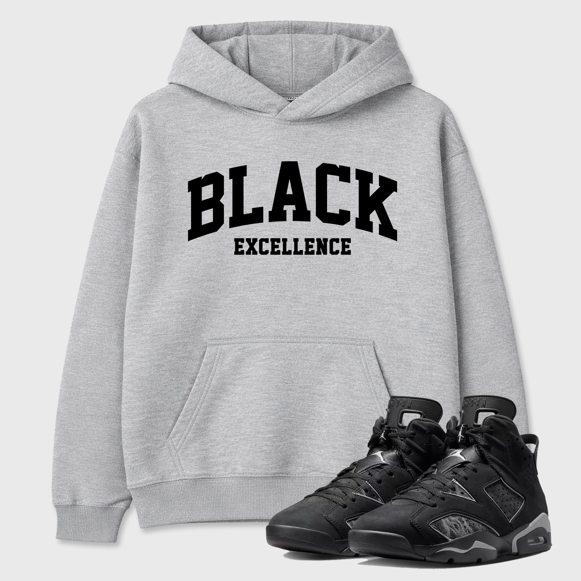 Sneaker match tees – Sneaker Tees To Match Air Jordan 6 Cap and Gown Shoes – Varsity Black Excellence Tee Heather Grey 1