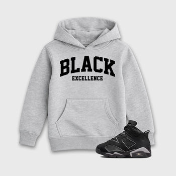 Sneaker match tees – Sneaker Tees To Match Air Jordan 6 Cap and Gown Shoes – Varsity Black Excellence Kids T-Shirt Heather Grey 1