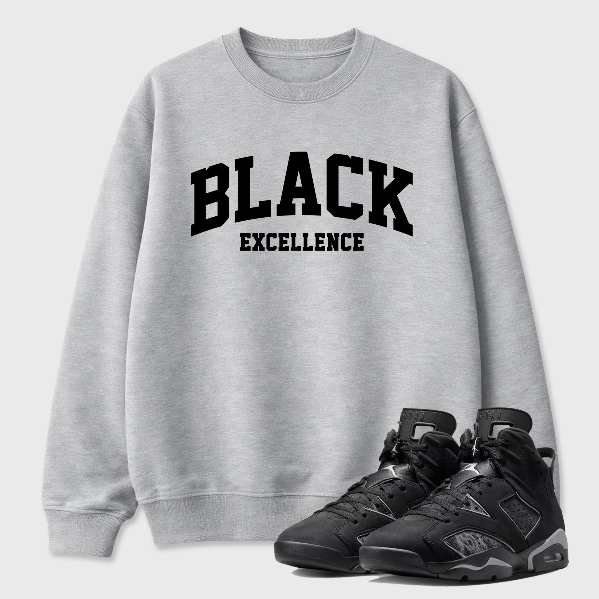 Sneaker match tees – Sneaker Tees To Match Air Jordan 6 Cap and Gown Shoes – Varsity Black Excellence Tee Heather Grey 1