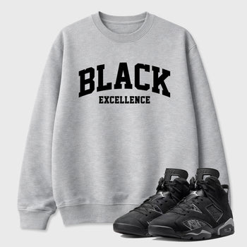 Sneaker match tees – Sneaker Tees To Match Air Jordan 6 Cap and Gown Shoes – Varsity Black Excellence Tee Heather Grey 1