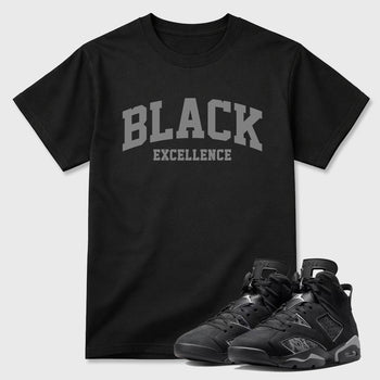 Sneaker match tees – Sneaker Tees To Match Air Jordan 6 Cap and Gown Shoes – Varsity Black Excellence Tee Black 1