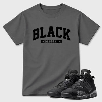 Sneaker match tees – Sneaker Tees To Match Air Jordan 6 Cap and Gown Shoes – Varsity Black Excellence Tee Cool Grey 1