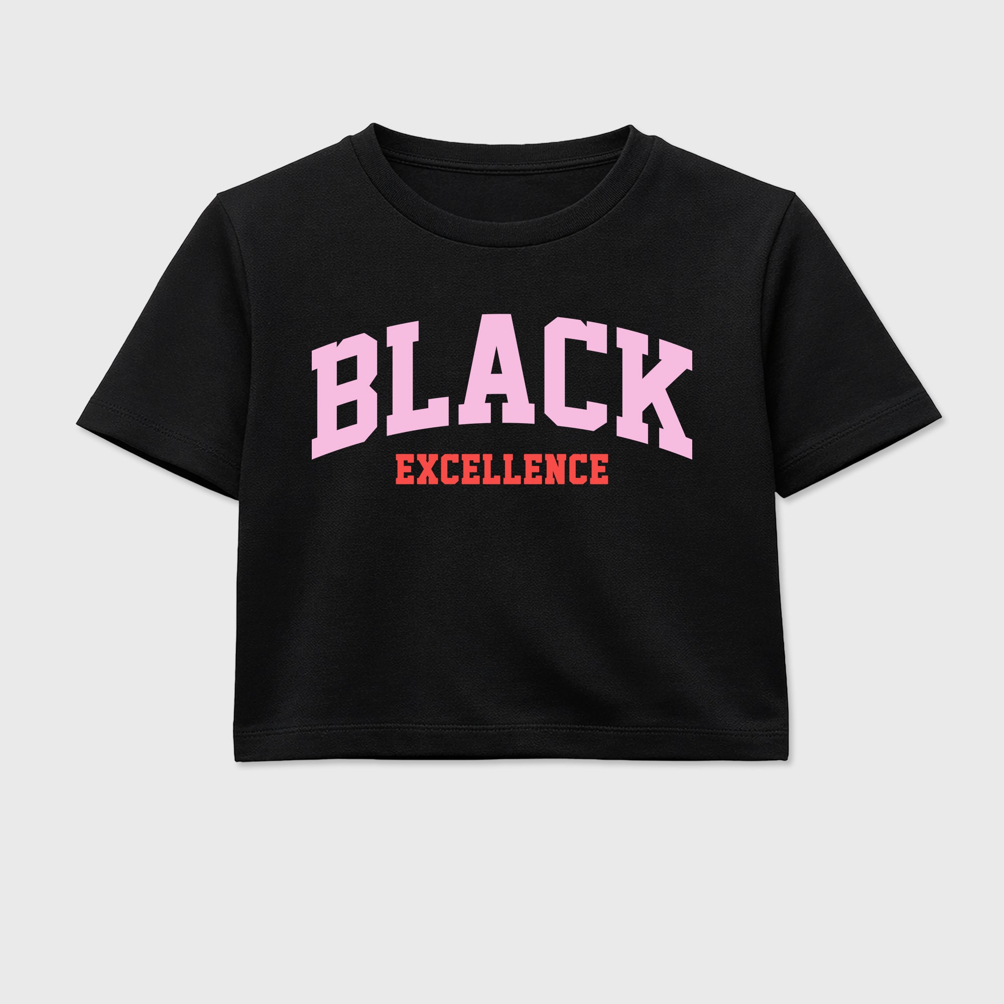 Varsity Black Excellence women_ crop tee designed to match the Air Jordan 6 Playful Pink, featuring coordinated Black 2 options for a perfect streetwear vibe.