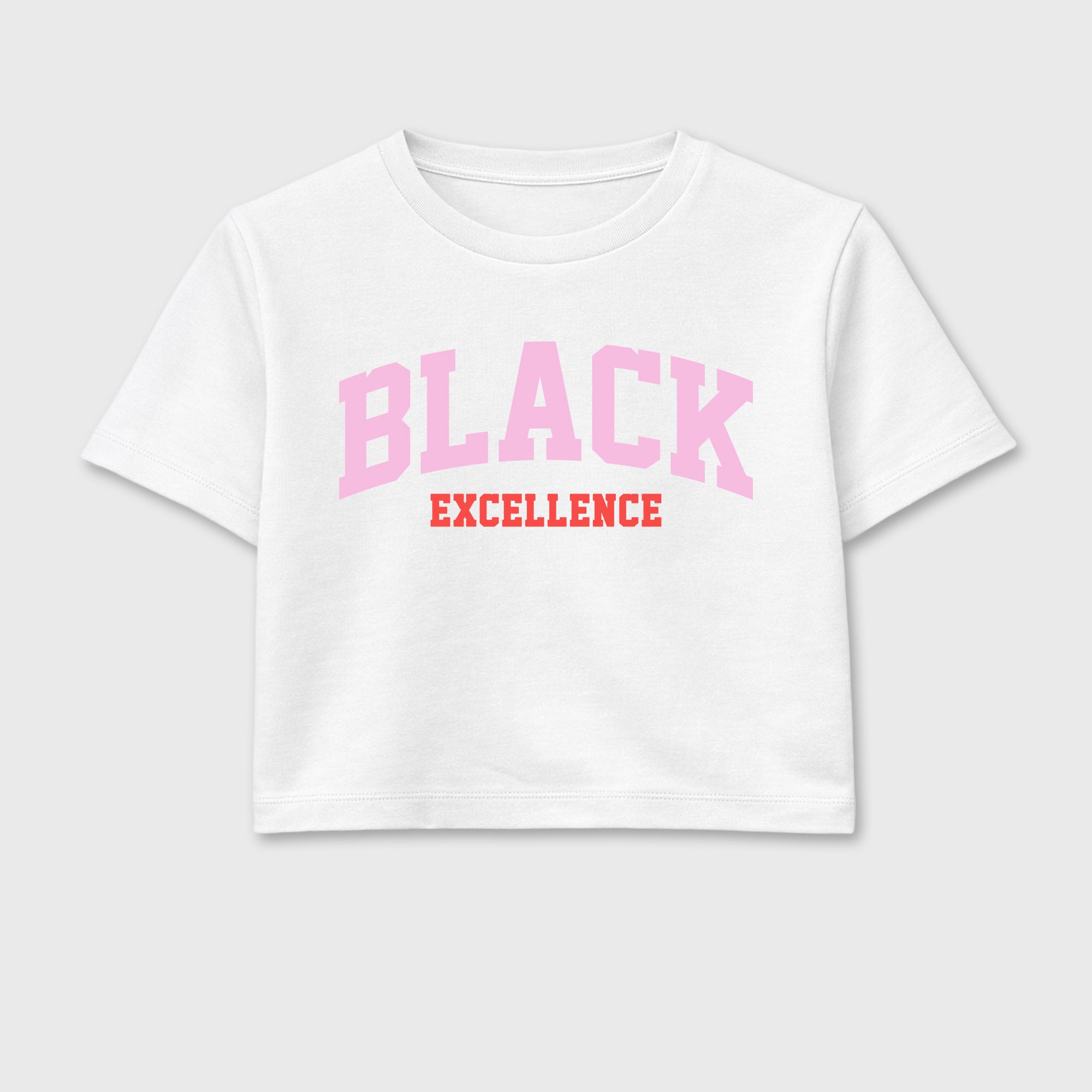 Varsity Black Excellence women_ crop tee designed to match the Air Jordan 6 Playful Pink, featuring coordinated White 2 options for a perfect streetwear vibe.