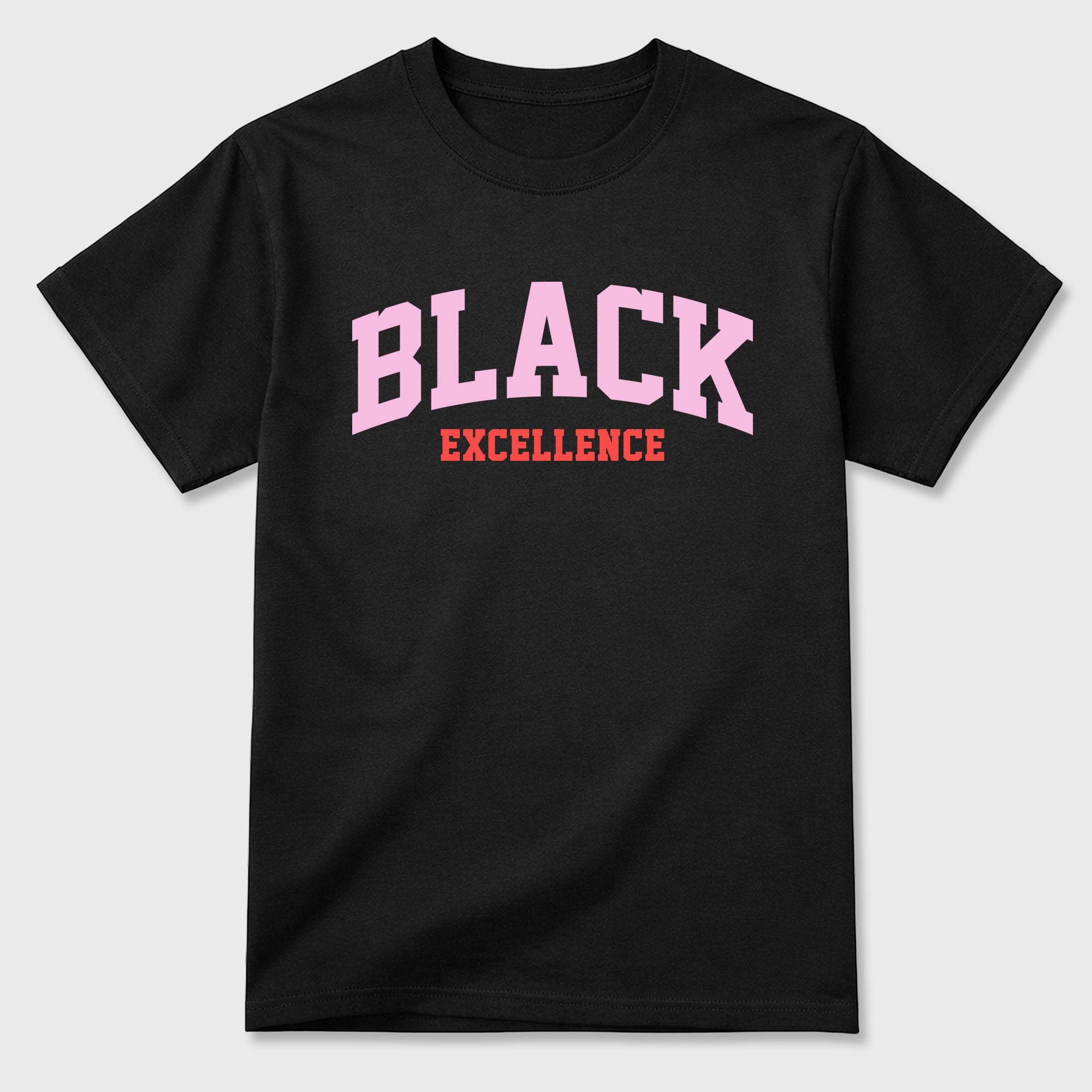 Varsity Black Excellence Graphic T-Shirt featuring original streetwear artwork designed to match the Air Jordan 6 Playful Pink. Black 2 Graphic T-Shirt.