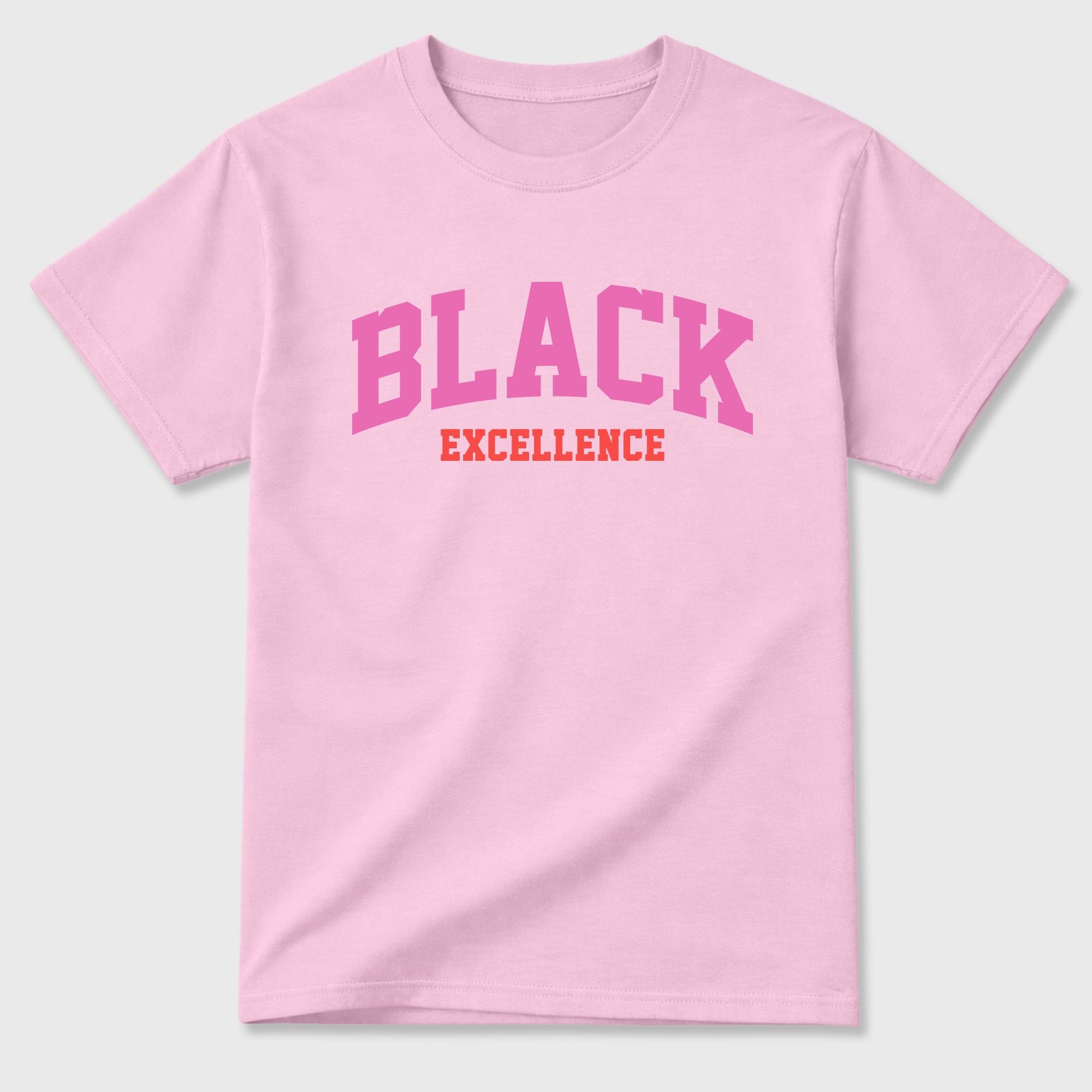 Varsity Black Excellence Graphic T-Shirt featuring original streetwear artwork designed to match the Air Jordan 6 Playful Pink. Pink 2 Graphic T-Shirt.
