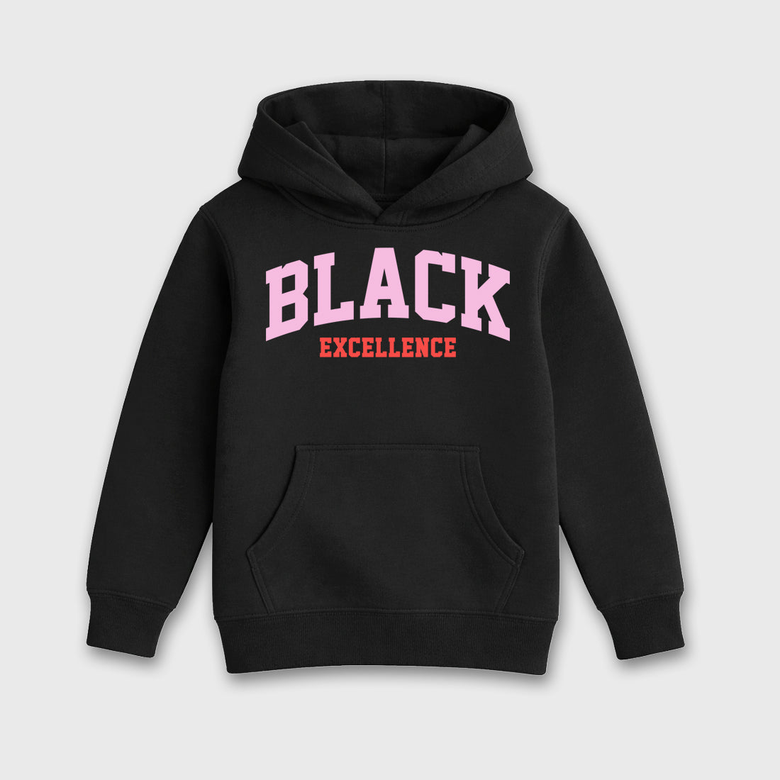Varsity Black Excellence Baby & Kids Graphic Hoodie featuring original artwork designed to match the Air Jordan 6 Playful Pink. Black 2 Kids Graphic Sweater.