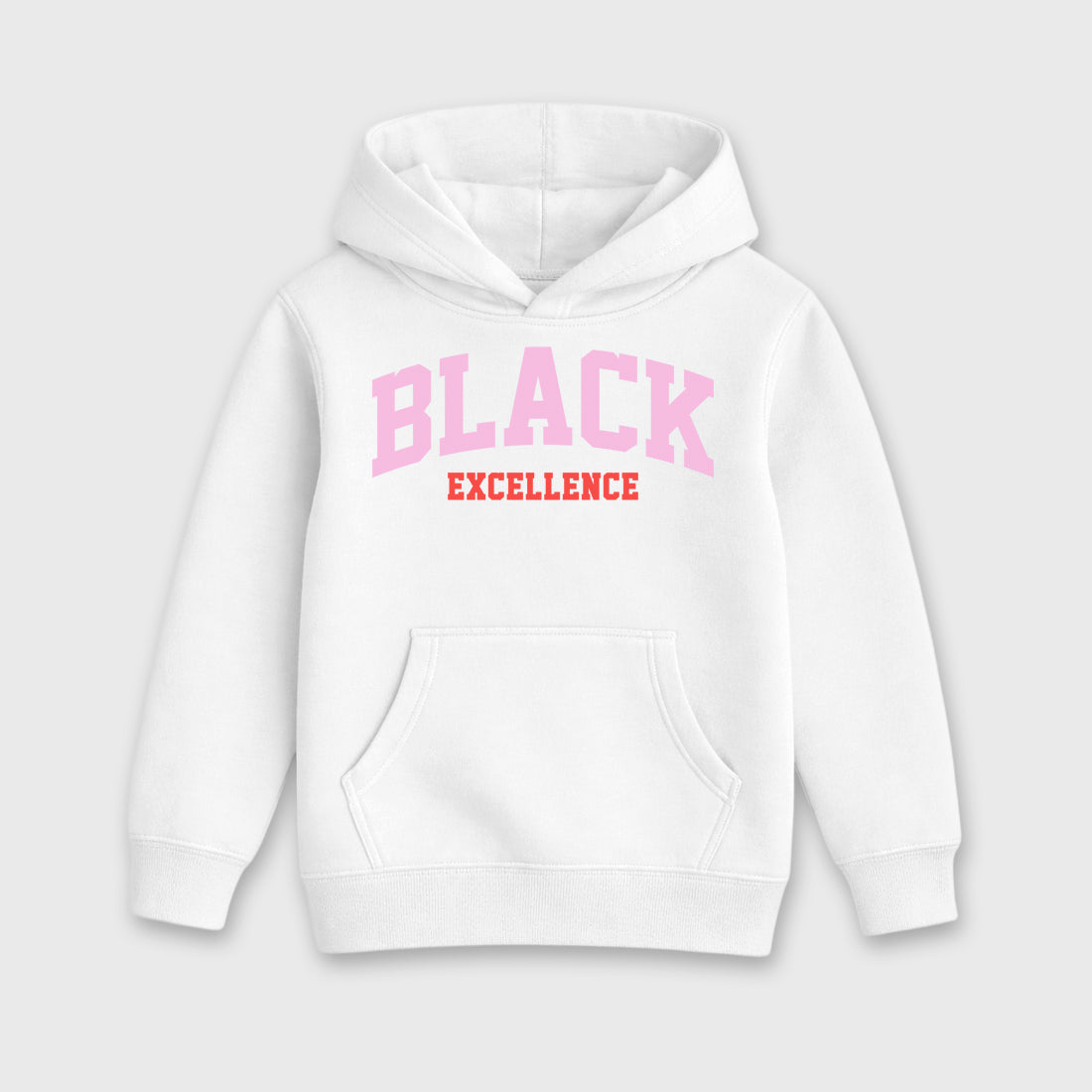 Varsity Black Excellence Baby & Kids Graphic Hoodie featuring original artwork designed to match the Air Jordan 6 Playful Pink. White 2 Kids Graphic Sweater.