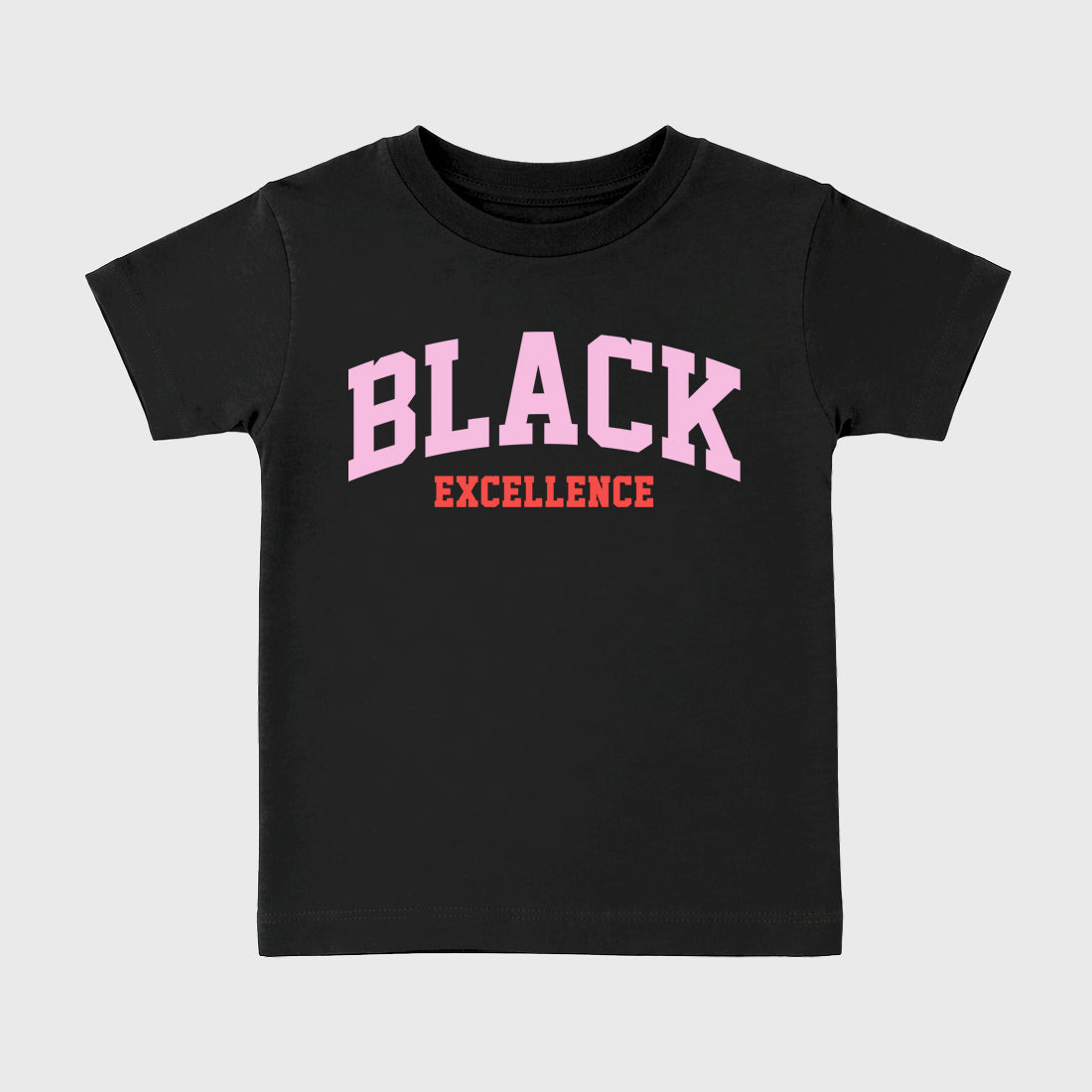 Varsity Black Excellence Baby & Kids Graphic T-Shirt featuring original artwork designed to match the Air Jordan 6 Playful Pink. Black 2 Kids Graphic Tee.