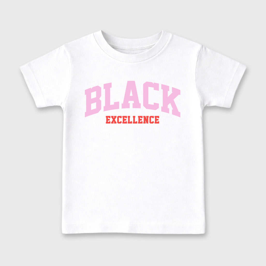 Varsity Black Excellence Baby & Kids Graphic T-Shirt featuring original artwork designed to match the Air Jordan 6 Playful Pink. White 2 Kids Graphic Tee.