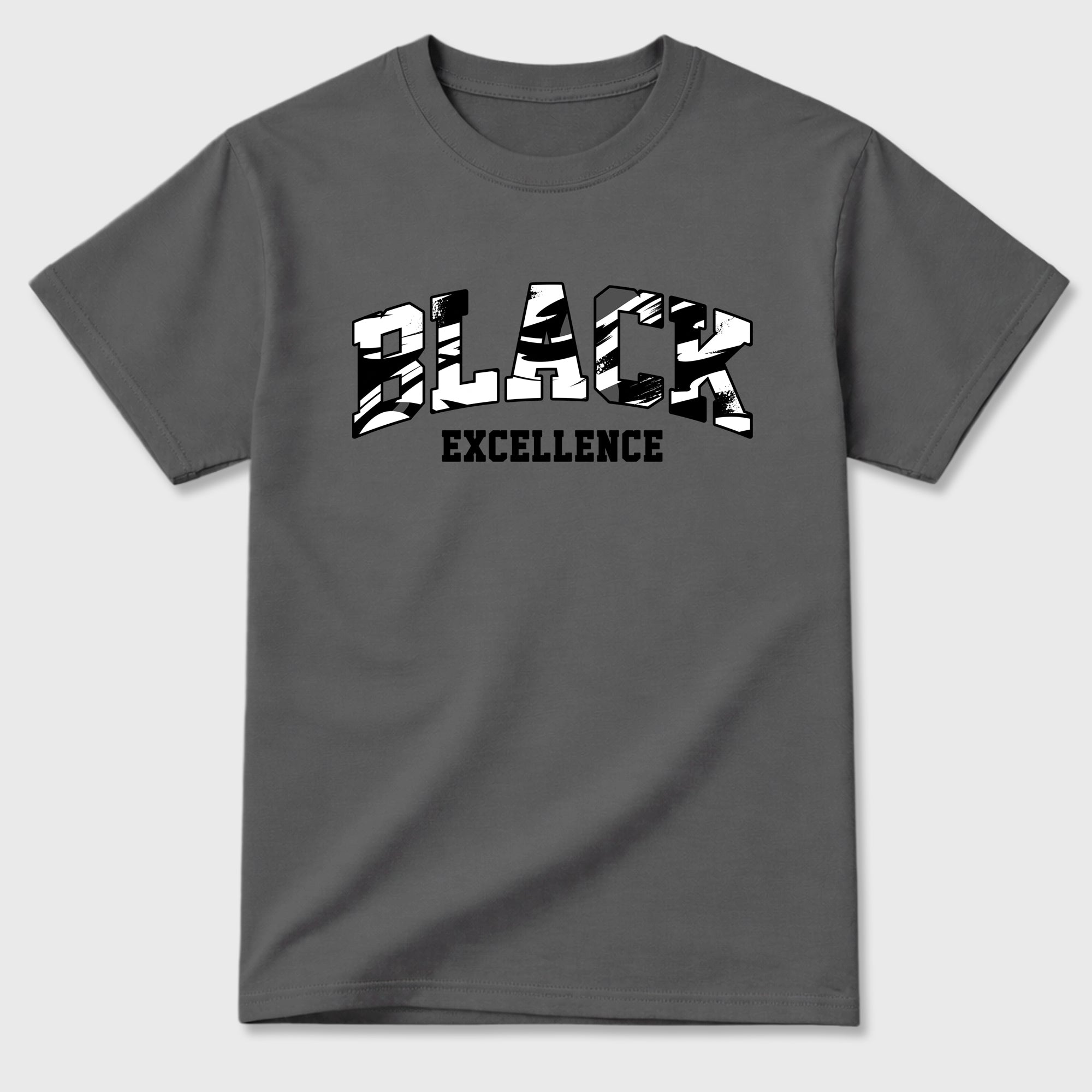 Varsity Black Excellence Graphic T-Shirt featuring original streetwear artwork designed to match the Air Jordan 8 Chrome. Cool Grey 2 Graphic T-Shirt.