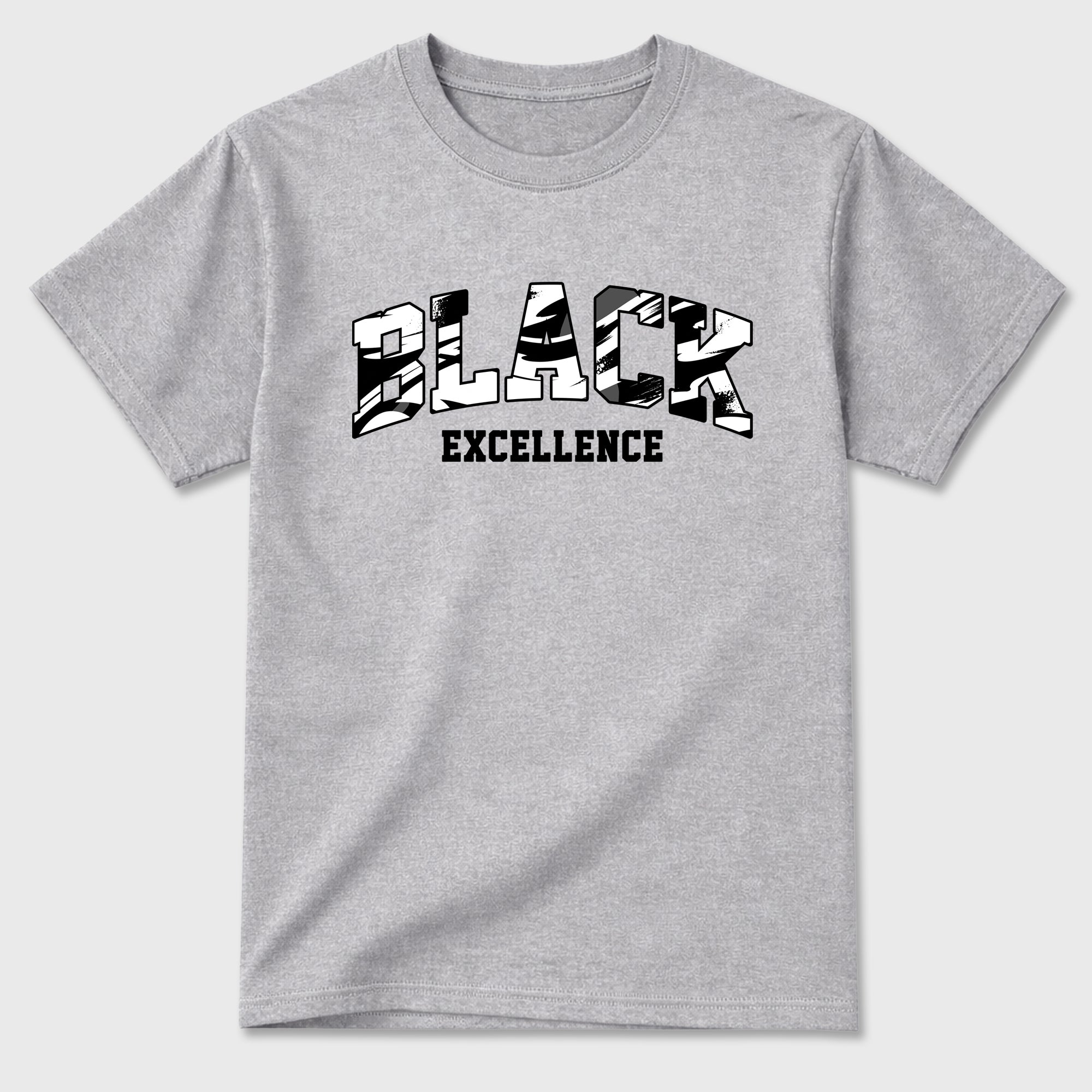 Varsity Black Excellence Graphic T-Shirt featuring original streetwear artwork designed to match the Air Jordan 8 Chrome. Heather Grey 2 Graphic T-Shirt.