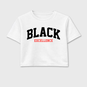 Sneaker match tees – Sneaker Tees To Match Air Max 90 Infrared Shoes – Varsity Black Excellence Crop T-Shirt White 2