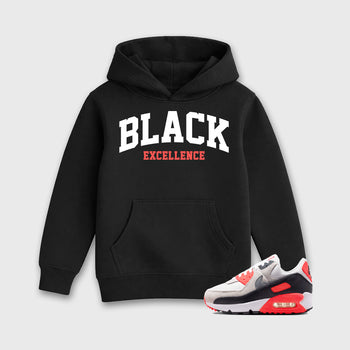 Sneaker match tees – Sneaker Tees To Match Air Max 90 Infrared Shoes – Varsity Black Excellence Kids T-Shirt Black 1