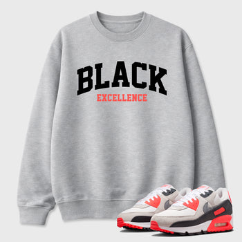 Sneaker match tees – Sneaker Tees To Match Air Max 90 Infrared Shoes – Varsity Black Excellence Tee Heather Grey 1