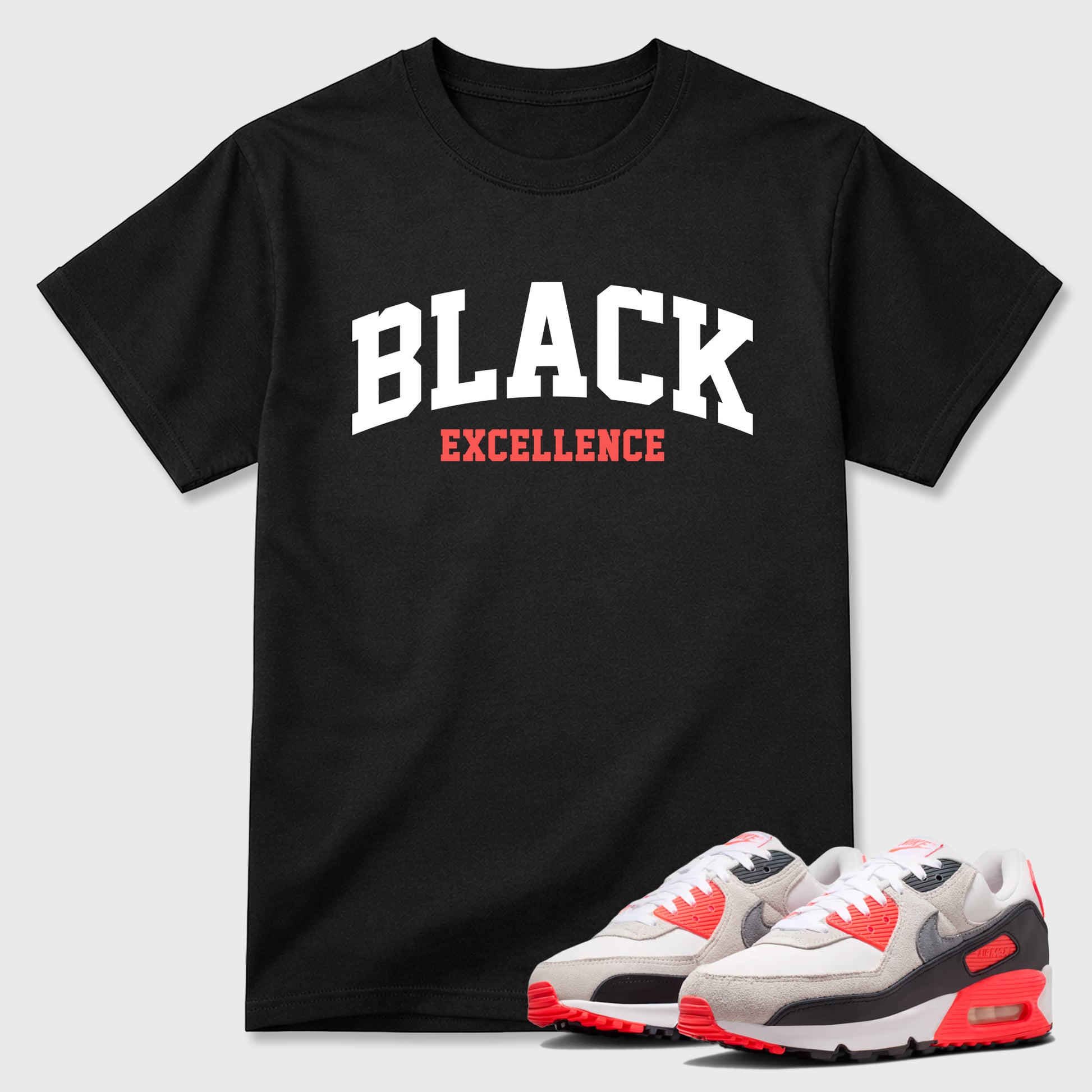 Sneaker match tees – Sneaker Tees To Match Air Max 90 Infrared Shoes – Varsity Black Excellence Tee Black 1