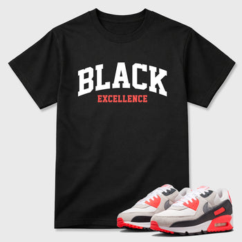 Sneaker match tees – Sneaker Tees To Match Air Max 90 Infrared Shoes – Varsity Black Excellence Tee Black 1