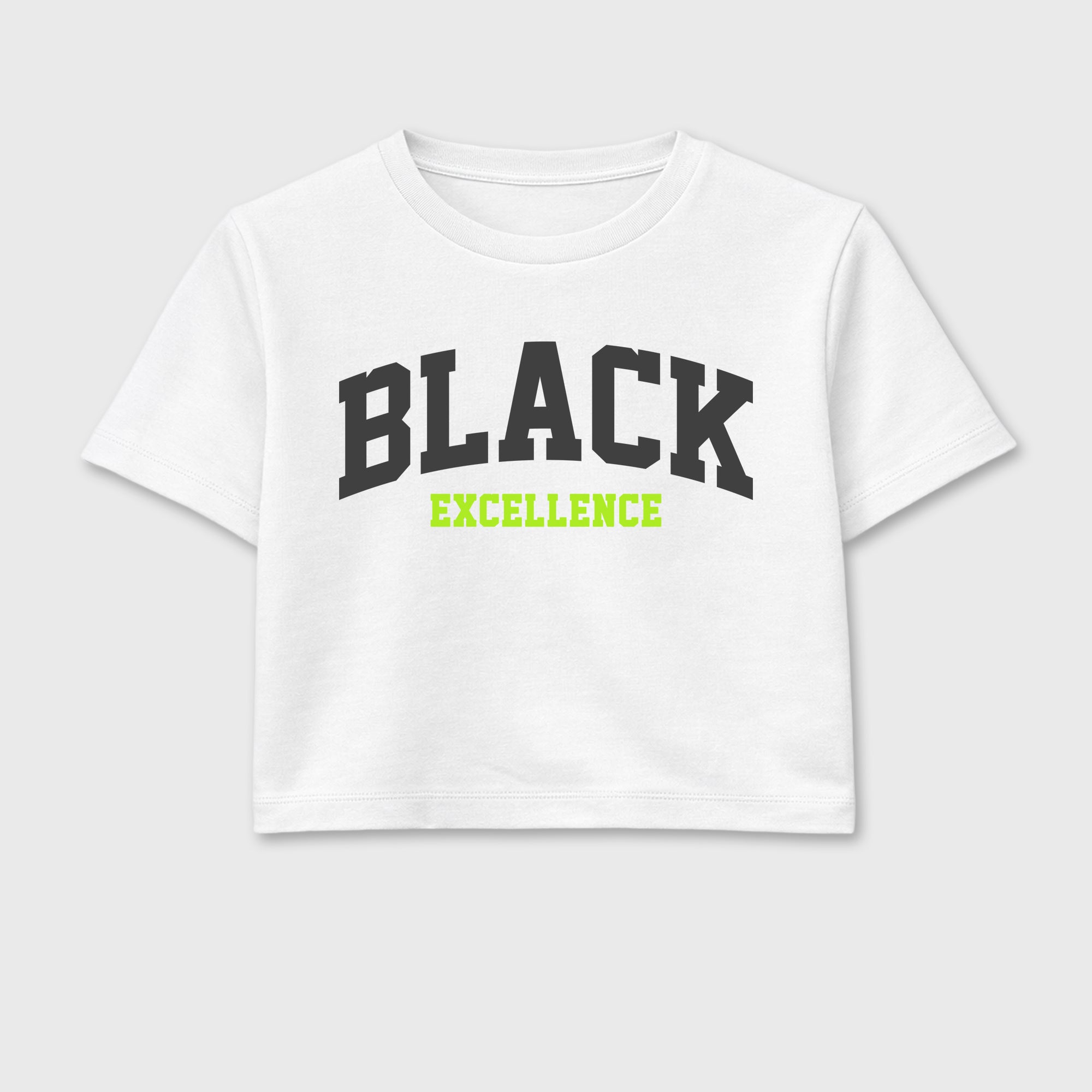 Sneakerfit graphic tee destination – Sneaker Tees To Match Air Max 95 Neon Yellow Sneakers – Varsity Black Excellence Crop T-Shirt White 2