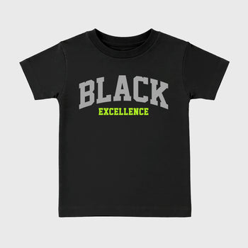 Sneakerfit graphic tee destination – Sneaker Tees To Match Air Max 95 Neon Yellow Sneakers – Varsity Black Excellence Kids T-Shirt Black 2