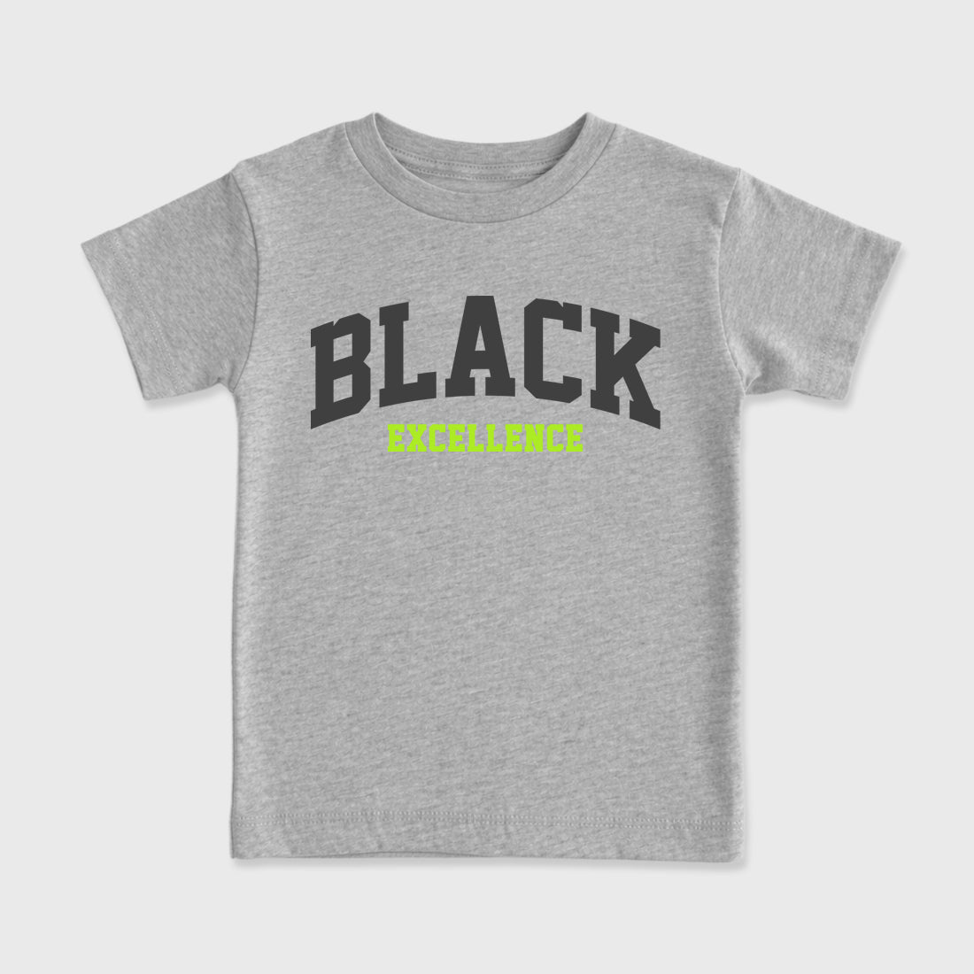 Sneakerfit graphic tee destination – Sneaker Tees To Match Air Max 95 Neon Yellow Sneakers – Varsity Black Excellence Kids T-Shirt Heather Grey 2