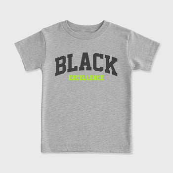 Sneakerfit graphic tee destination – Sneaker Tees To Match Air Max 95 Neon Yellow Sneakers – Varsity Black Excellence Kids T-Shirt Heather Grey 2
