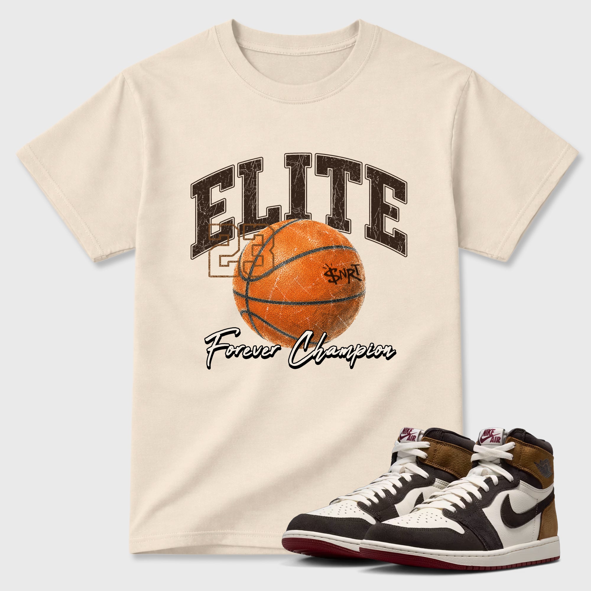 Varsity Elite Graphic T-Shirt featuring original streetwear artwork designed to match the Air Jordan 1 Love Letter. Natural 1 Graphic T-Shirt.