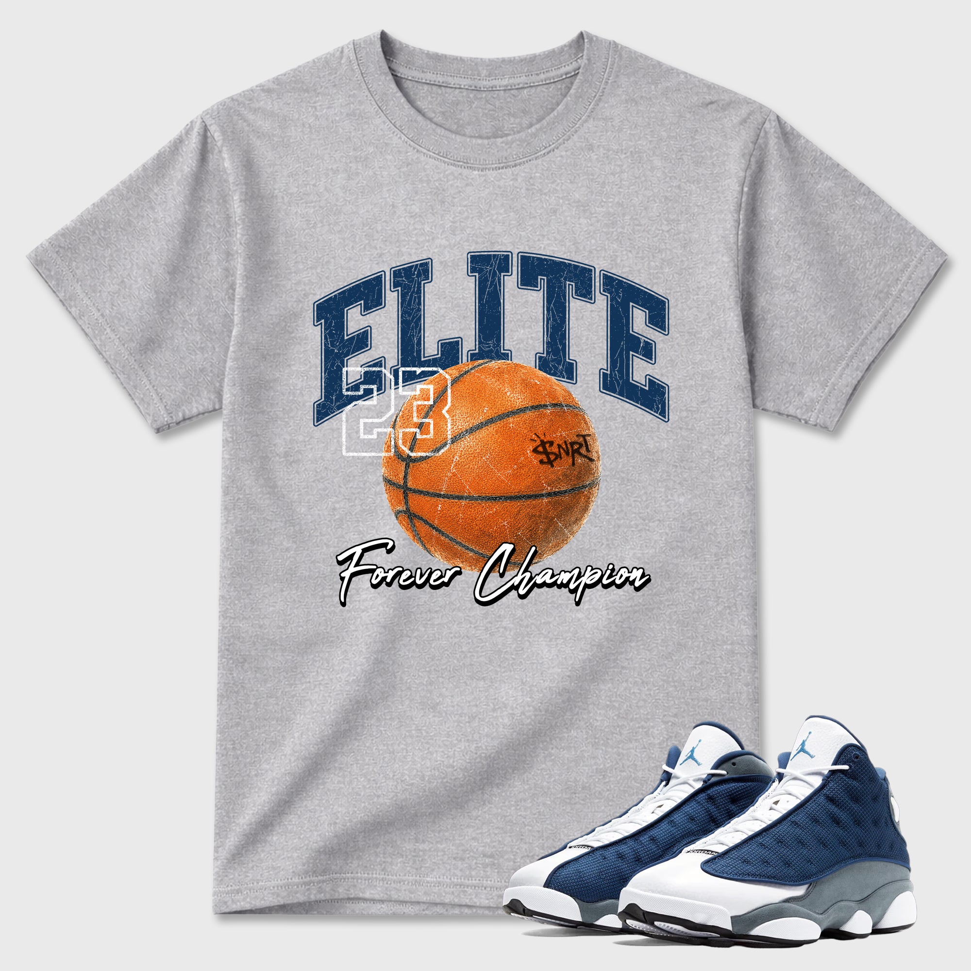 Varsity Elite Graphic T-Shirt featuring original streetwear artwork designed to match the Air Jordan 13 Flint. Heather Grey 1 Graphic T-Shirt.