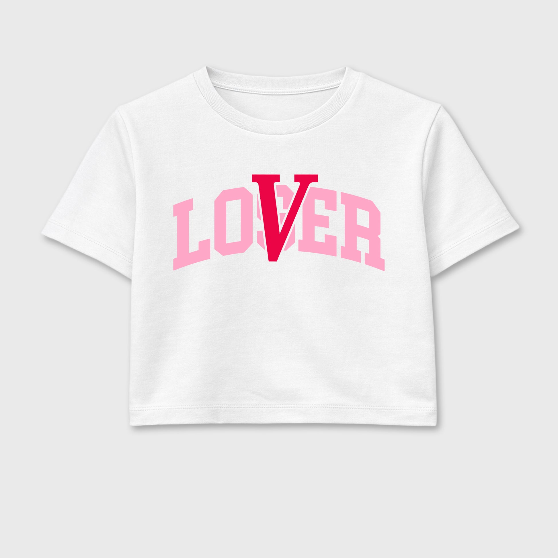 Varsity Loser Lover women’s crop tee designed to match the Air Jordan 1 Travis Scott Tropical Pink, featuring coordinated White 2 options for a perfect streetwear vibe.