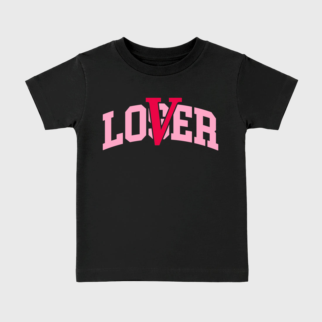 Varsity Loser Lover affordable baby and kids t-shirt designed to match the Air Jordan 1 Travis Scott Tropical Pink, featuring coordinated Black 2 options for the perfect little sneakerhead streetwear look.