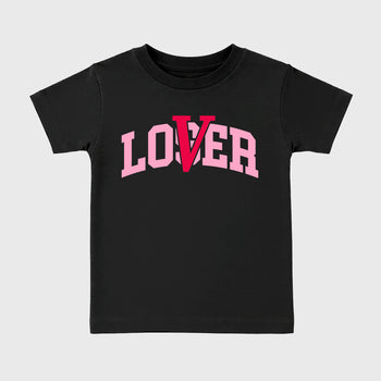 Varsity Loser Lover affordable baby and kids t-shirt designed to match the Air Jordan 1 Travis Scott Tropical Pink, featuring coordinated Black 2 options for the perfect little sneakerhead streetwear look.