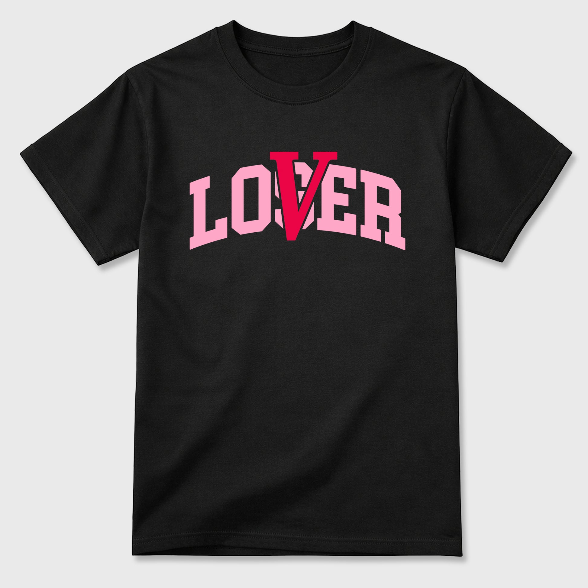 Varsity Loser Lover Graphic T-Shirt sneaker match tee designed for the Air Jordan 1 Travis Scott Tropical Pink, featuring coordinated color options for a perfect streetwear match. Black 2 shirt.