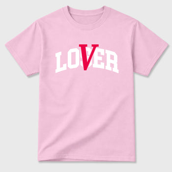 Varsity Loser Lover Graphic T-Shirt sneaker match tee designed for the Air Jordan 1 Travis Scott Tropical Pink, featuring coordinated color options for a perfect streetwear match. Pink 2 shirt.