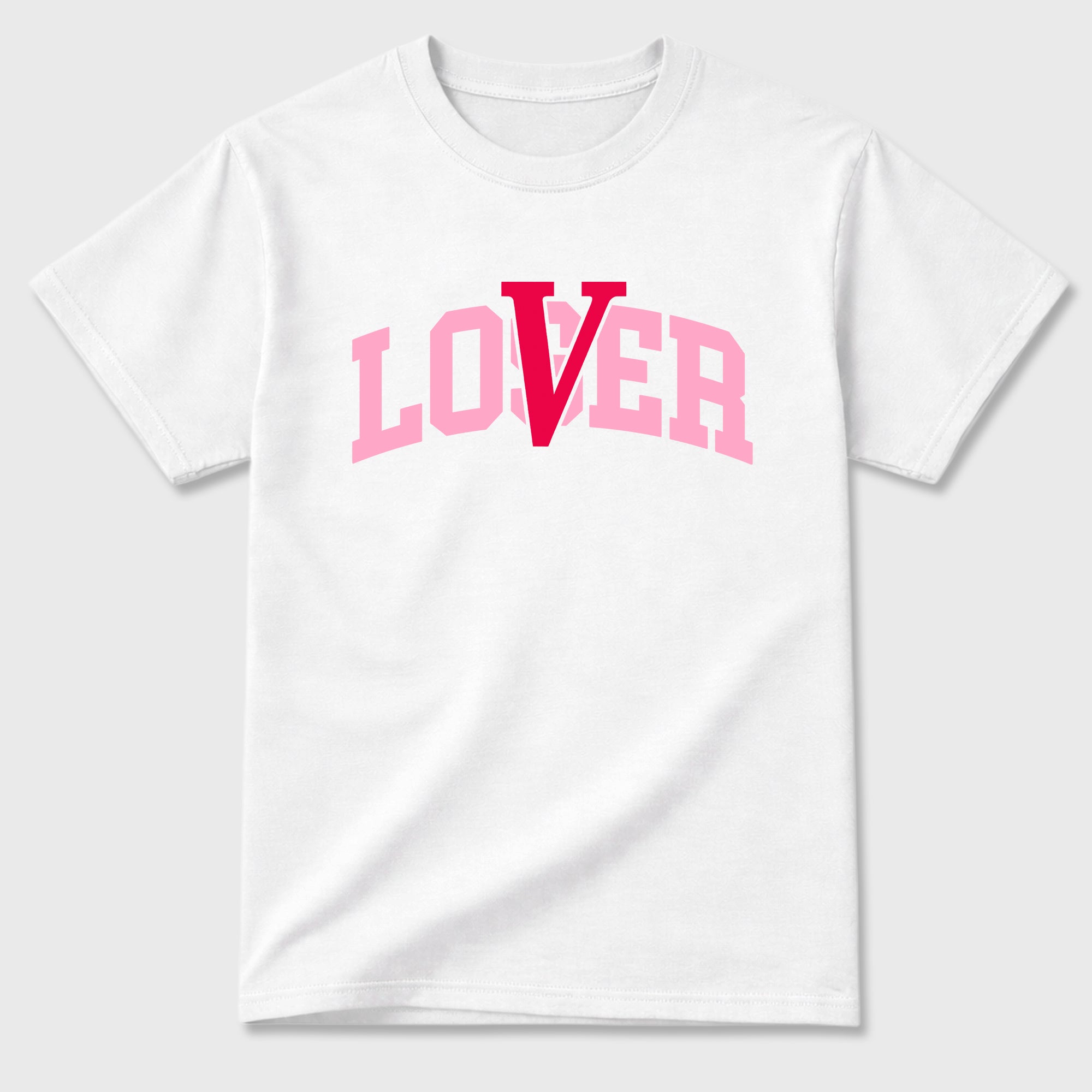 Varsity Loser Lover Graphic T-Shirt sneaker match tee designed for the Air Jordan 1 Travis Scott Tropical Pink, featuring coordinated color options for a perfect streetwear match. White 2 shirt.