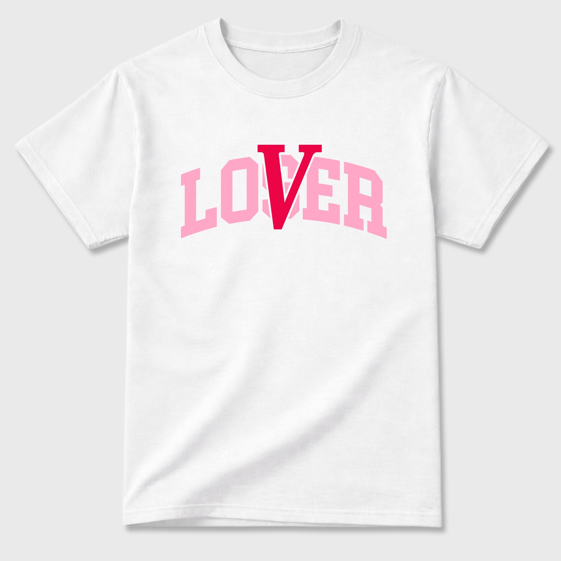 Varsity Loser Lover Graphic T-Shirt sneaker match tee designed for the Air Jordan 1 Travis Scott Tropical Pink, featuring coordinated color options for a perfect streetwear match. White 2 shirt.
