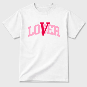 Varsity Loser Lover Graphic T-Shirt sneaker match tee designed for the Air Jordan 1 Travis Scott Tropical Pink, featuring coordinated color options for a perfect streetwear match. White 2 shirt.