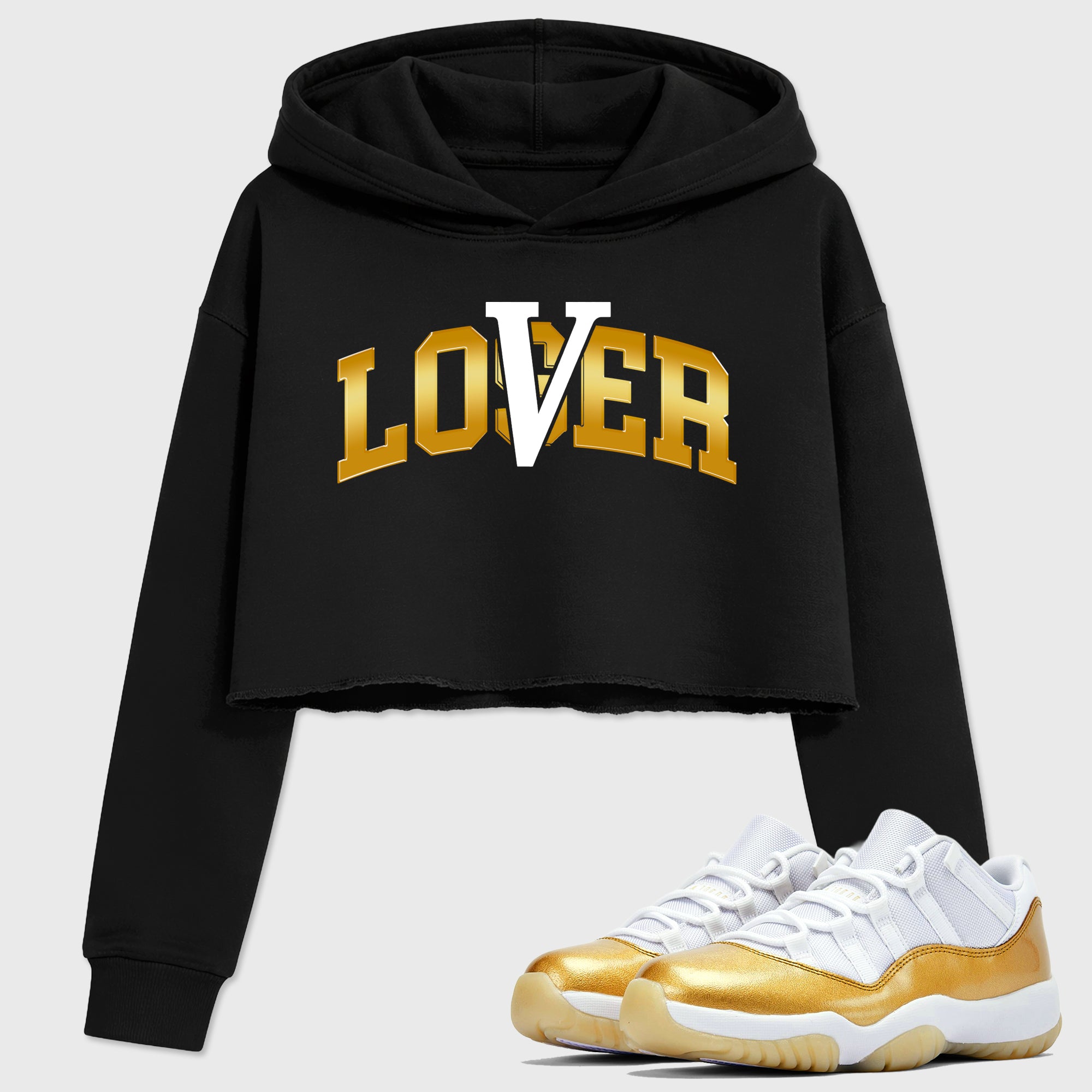 Sneaker match tees – Sneaker Tees To Match Air Jordan 11 Mother's Day Shoes – Varsity Loser Lover Crop T-Shirt Black 1