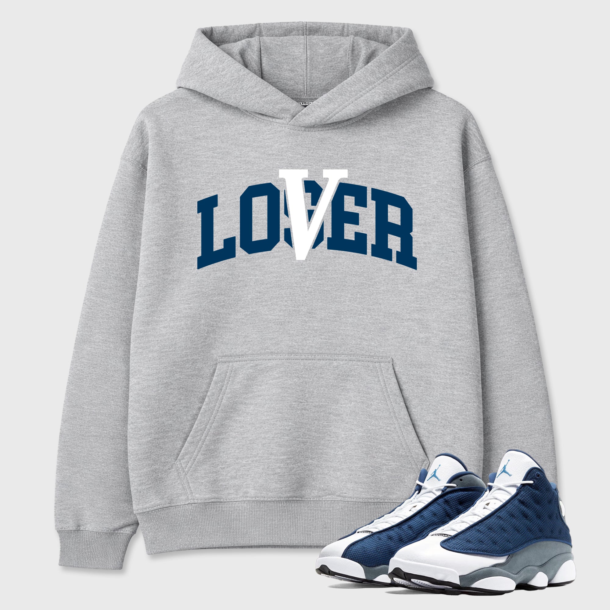 Varsity Loser Lover Graphic T-Shirt featuring original streetwear artwork designed to match the Air Jordan 13 Flint. Heather Grey 1 Graphic Tee.