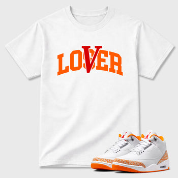 Sneaker match tees – Sneaker Tees To Match Air Jordan 3 Orange Citrus Shoes – Varsity Loser Lover Tee White 1
