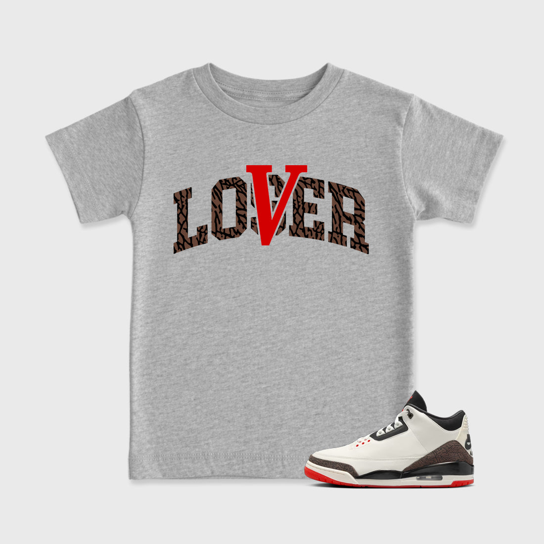 Sneakerfit Streetwear outfit, Sneaker Tees To Match Air Jordan 3 World's Best Dad – Varsity Loser Lover Graphic Kids Tee Heather Grey 1